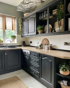 Farmhouse Black Kitchen Cabinets: 53 Fabulous Ideas [2024]