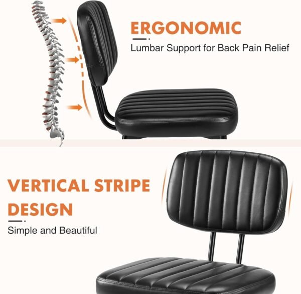Sweetcrispy Dining Chairs Set of 6, Upholstered Mid Century Modern Kitchen Dining Room Accent Chairs with Faux Leather Cushion Seat & Metal Legs for Kitchen, Living Room - Black - Image 5