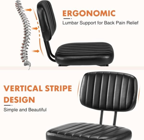 Sweetcrispy Dining Chairs Set of 6, Upholstered Mid Century Modern Kitchen Dining Room Accent Chairs with Faux Leather Cushion Seat & Metal Legs for Kitchen, Living Room - Black - Image 5