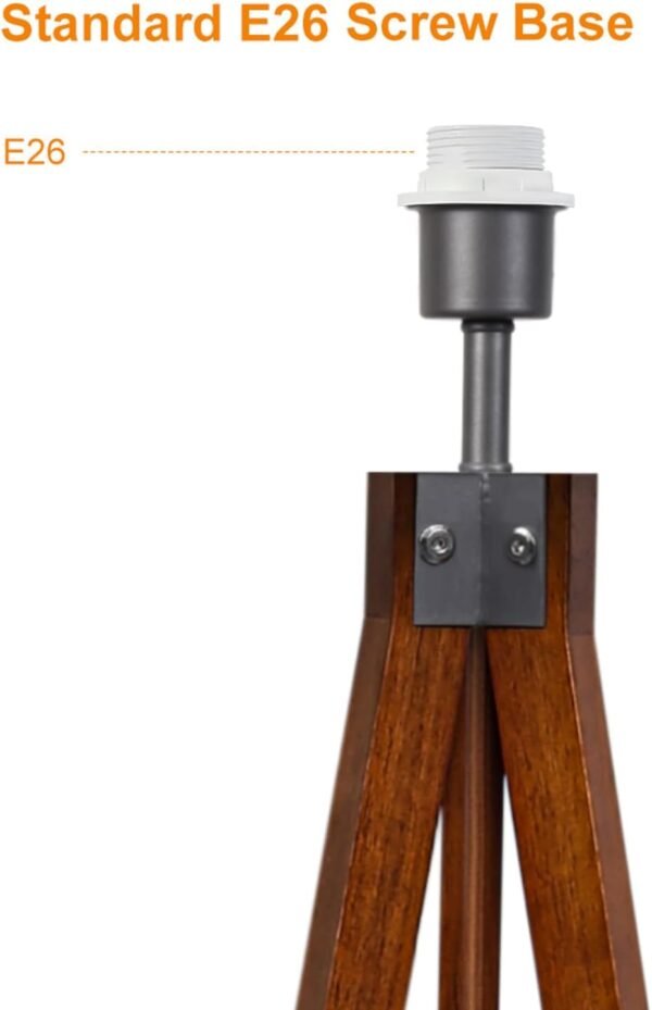 LEPOWER Wood Tripod Floor Lamp, Mid Century Standing Lamp, Modern Design Studying Light for Living Room, Bedroom, Study Room and Office, Flaxen Lamp Shade with E26 Base Brown - Image 6