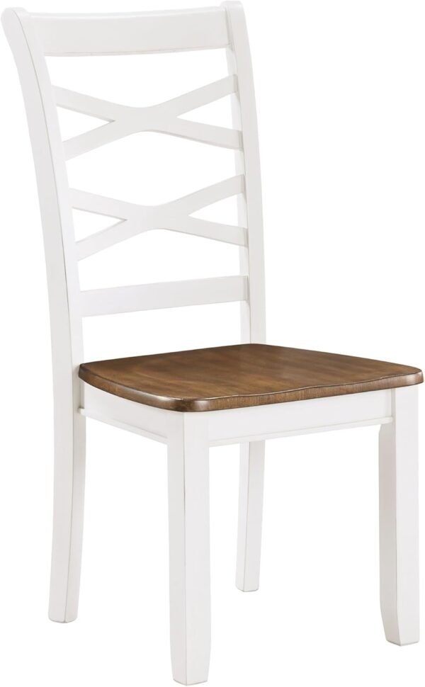 Lexicon Dining Table Set for 6 with Chairs, Solid Wood 7 Piece Farmhouse Dining Room Table and Chairs Set of 6, Cross Back, Easy Assembly Seater for Indoor Home, Dinner, Kitchen, Cherry/White - Image 4