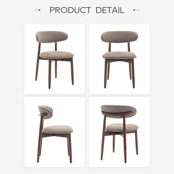 COLAMY Wooden Dining Chairs Set of 4, Modern Fabric Upholstered Dining Room Chair, Farmhouse Kitchen Chairs with Foot Pegs, Camel - Image 9