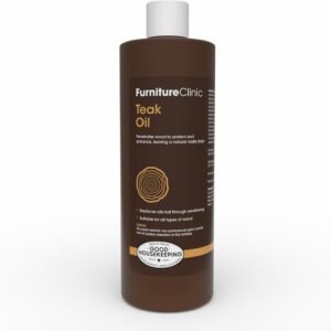 Furniture Clinic Teak Oil | Wood Oil Protects & Cleans Outdoor & Indoor Furniture, Boats, Shower Benches | Restore & Protect Wood, Prevent Drying & Other Damage | Natural Matte Finish | 17oz/500ml