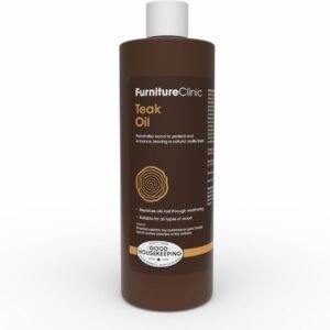 Furniture Clinic Teak Oil | Wood Oil Protects & Cleans Outdoor & Indoor Furniture, Boats, Shower Benches | Restore & Protect Wood, Prevent Drying & Other Damage | Natural Matte Finish | 17oz/500ml