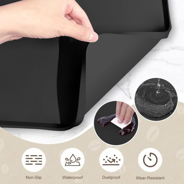 Silicone Coffee Mat with 6 Detachable Coasters, 24''x16'' Bar Accessories Fits Under Coffee Maker, Espresso Machine, Dish Drying Mat for Tamper, Sugar Packets, Cups, Countertop Protection - Image 6