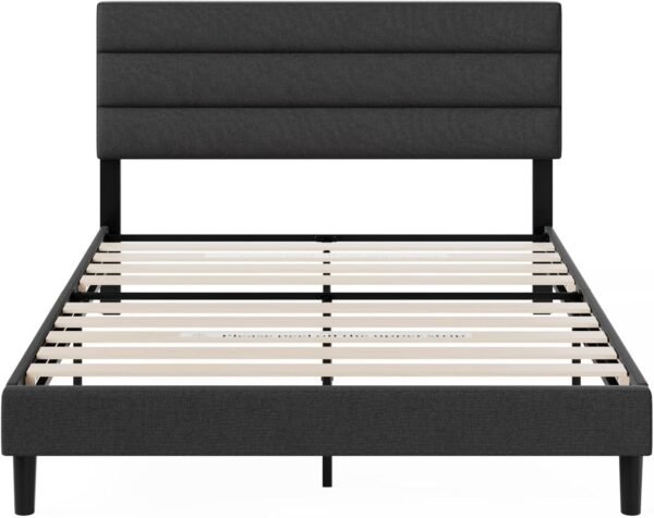 ZINUS Queen Piper Upholstered Platform Bed with Horizontal Paneled Headboard, Wooden Slat Support, No Box Spring Needed, Easy Assembly, Eco Friendly Packaging, Dark Grey - Image 10