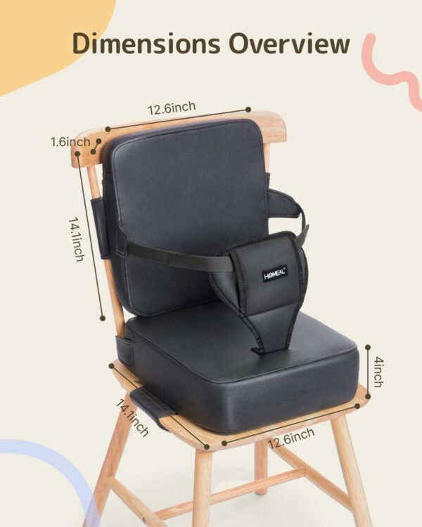 HOMEAL Booster Seat for Kitchen Chair, Breathable Toddler Booster Seat for Dining Table with Backrest and Adjustable Straps, Portable Travel Toddler Booster Seat, Dark Grey - Image 7
