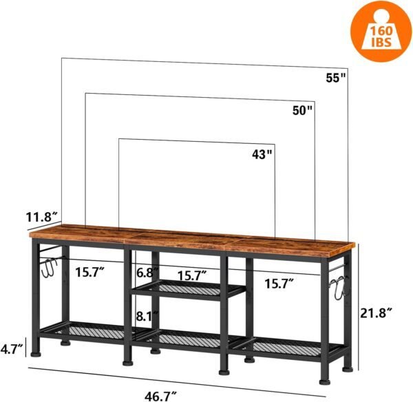 Furologee TV Stand for TVs up to 55 Inch, Entertainment Center with Open Storage Shelves, TV Media Console Table with Soundbar Shelf for Living Room, Bedroom, Rustic Brown - Image 2