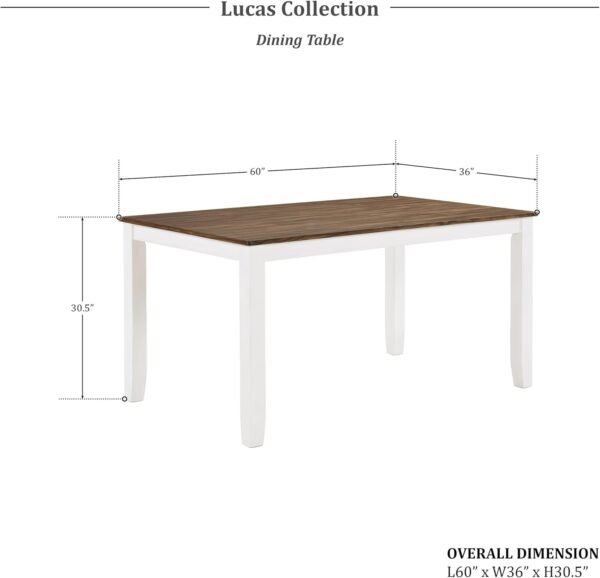 Lexicon Dining Table Set for 6 with Chairs, Solid Wood 7 Piece Farmhouse Dining Room Table and Chairs Set of 6, Cross Back, Easy Assembly Seater for Indoor Home, Dinner, Kitchen, Cherry/White - Image 5