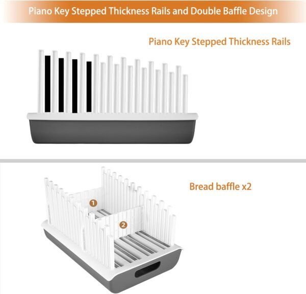 Bread Slicer Guide for Homemade Bread with 304 Stainless Steel Sheet and Storage Tray、3-Slice Thickness，Adjustable Width Making Tools for Cake、Bagels、toast. - Image 6