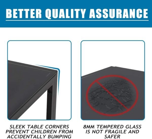 FDW Dining Table Set Glass Dining Room Table Set for Small Spaces Kitchen Table and Chairs for 4 Table with Chairs Home Furniture Rectangular Modern (Black Glass) - Image 5