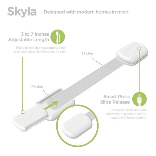 Baby Proofing Child Safety Locks (12 Pack) by Skyla Homes - The Safest, Quickest and Easiest 3M Adhesive Cabinet Latches, No Screws & Magnets, Multi-Purpose for Furniture, Kitchen, Ovens, Toilet Seats - Image 4