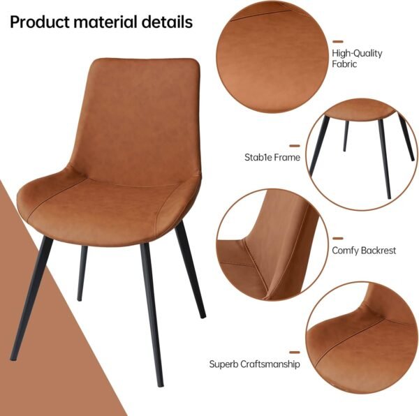 ZckyCine Modern Mid-Century Dining Table Set for 4-6 People Kitchen Dining Room Table Set Extendable Wood Dining Table and 4 Upholstered Chairs, Home Kitchen Furniture - Image 6