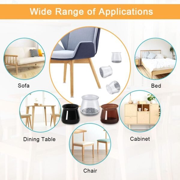 32 Pcs Chair Leg Protectors for Hardwood Floors, Silicone Felt Furniture Leg Cover Pad for Protecting Floors from Scratches and Noise, Smooth Moving for Chair Feet(Large fit : 1.3'' - 2'') - Image 5
