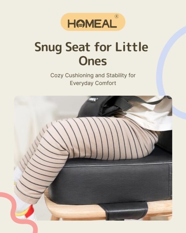HOMEAL Booster Seat for Kitchen Chair, Breathable Toddler Booster Seat for Dining Table with Backrest and Adjustable Straps, Portable Travel Toddler Booster Seat, Dark Grey - Image 6
