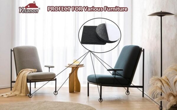 Yelanon Felt Furniture Pads -182 Pcs Premium Felt Pads for Chair Legs Furniture, Floor Protectors for Hardwood Floors, Black - Image 6