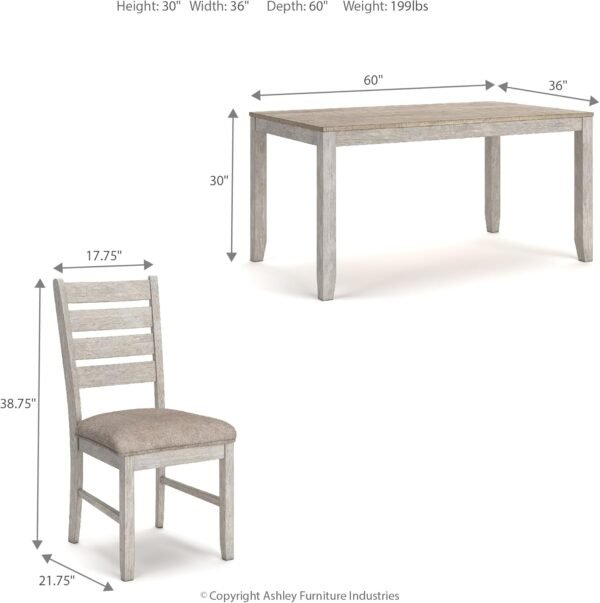 Signature Design by Ashley Skempton Cottage Dining Room Table Set with 6 Upholstered Chairs, Whitewash - Image 4