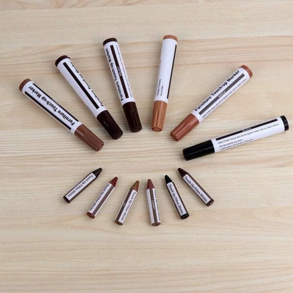 Furniture Repair Kit Wood Markers - Set of 13 - Markers and Wax Sticks with Sharpener Kit, for Stains, Scratches, Wood Floors, Tables, Desks, Carpenters, Bedposts, Touch Ups, and Cover Ups - Image 3