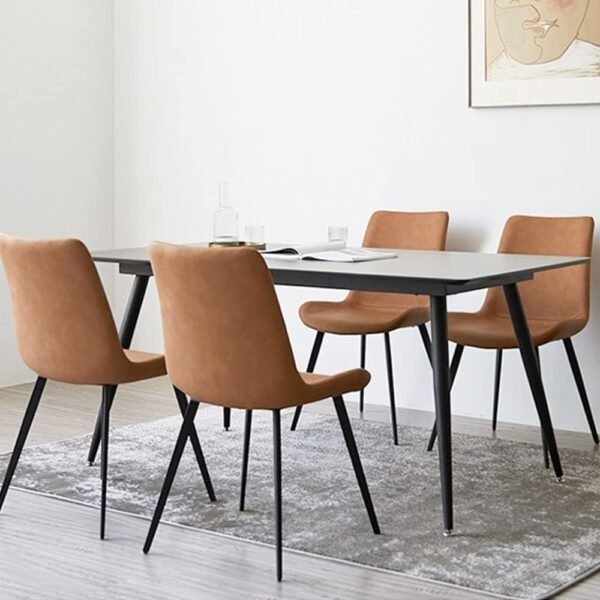 Dining Chairs Set of 4, Modern Kitchen & Dining Room Chairs, Upholstered Faux Leather Cushion Seat and Sturdy Metal Legs (4 Brown Chairs) - Image 2