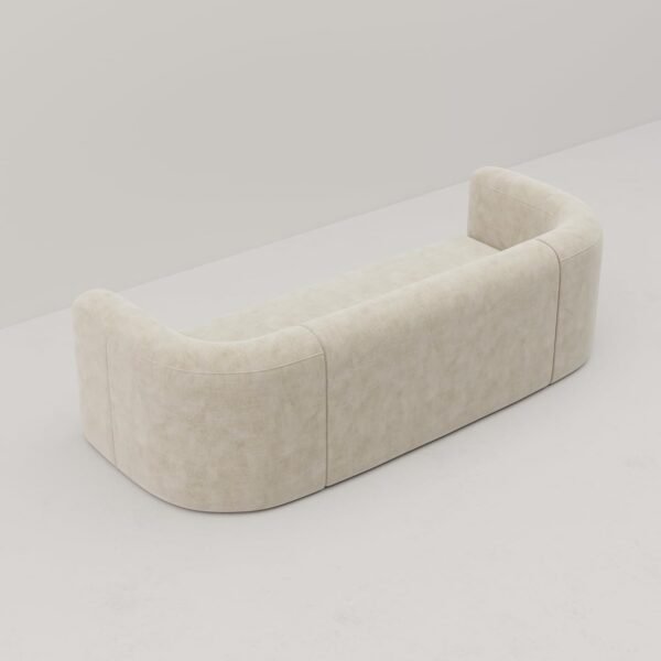 Acanva Luxury Modern Tight Curved Back Velvet Sofa, Minimalist Style Comfy Couch for Living Room Apartment, 3 Seater, Cream - Image 5