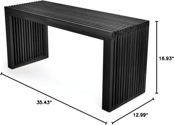 Bamboo Dining Bench, 35 inch Farmhouse Decor Indoor Kitchen Table Bench, Entryway Shoe Rack Bench, Outdoor Bench, Solid Bamboo Benches for Living Room, Hallway, Bedroom, Bathroom - Image 3