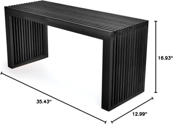 Bamboo Dining Bench, 35 inch Farmhouse Decor Indoor Kitchen Table Bench, Entryway Shoe Rack Bench, Outdoor Bench, Solid Bamboo Benches for Living Room, Hallway, Bedroom, Bathroom - Image 3