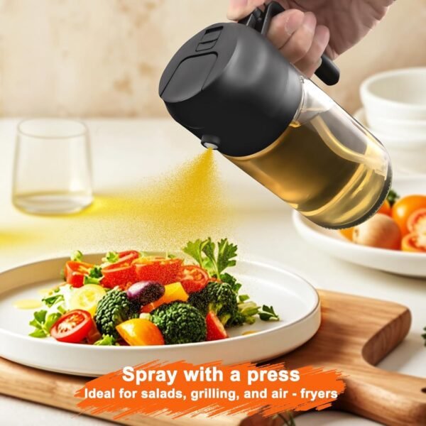 2 in 1 Glass Oil Sprayer & Dispenser, 16oz/470ml Olive Cooking, Air Fryer, and Salad, for Kitchen Gadgets and Air Fryer Accessories, w/Stickers - Image 6