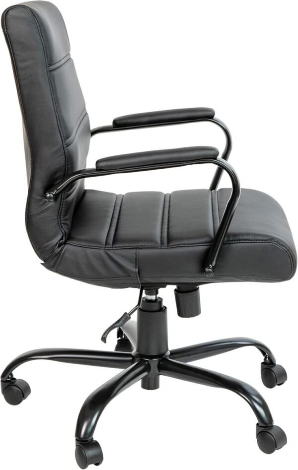 Flash Furniture Whitney Mid-Back Swivel LeatherSoft Desk Chair with Padded Seat and Armrests, Adjustable Height Padded Office Chair, Black - Image 6