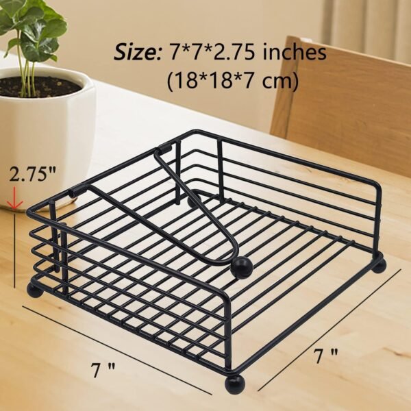 Napkin Holder for Table, Flat Napkin Dispenser with Weighted Arm, Square Cocktail Paper Holder of Elegant Rustic Iron for Kitchen Dining Room Decor Restaurant Farmhouse Hotel Party, Black - Image 2