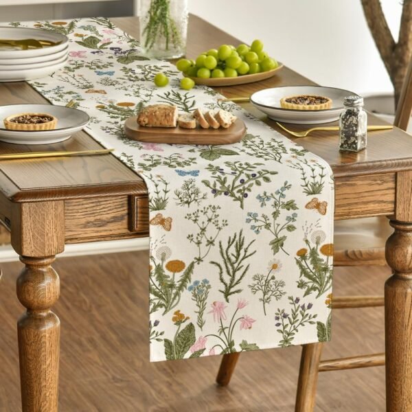 Artoid Mode Wildflowers Floral Spring Table Runner, Seasonal Summer Butterfly Kitchen Dining Table Decoration for Home Party 13x72 Inch - Image 3