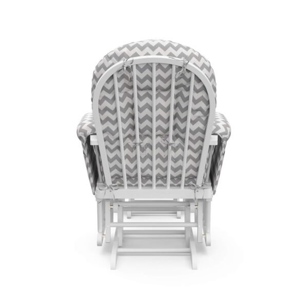 Storkcraft Premium Hoop Glider and Ottoman (White Base, Gray Chevron Cushion) – Padded Cushions with Storage Pocket, Smooth Rocking Motion, Easy to Assemble, Solid Hardwood Base - Image 7