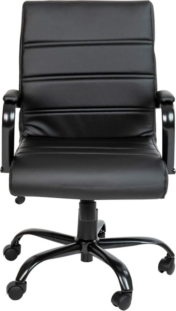 Flash Furniture Whitney Mid-Back Swivel LeatherSoft Desk Chair with Padded Seat and Armrests, Adjustable Height Padded Office Chair, Black - Image 7