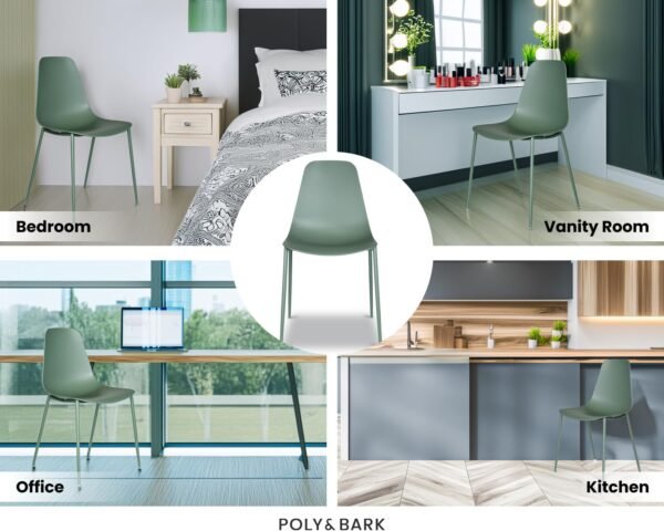 POLY & BARK Isla Modern Kitchen Chairs Set of 4 - Plastic Dining Chair with Metal Legs - Quick Assembly Simple Cafe Chairs Plastic for Indoor or Outdoor - Pistachio Green - Image 10