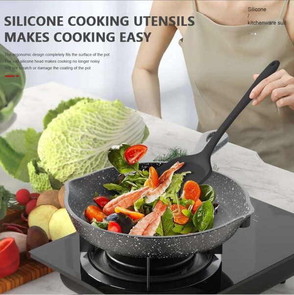 Silicone Cooking Utensils Set - 446°F Heat Resistant Kitchen Utensils,Turner Tongs,Spatula,Spoon,Brush,Whisk,Kitchen Utensil Gadgets Tools Set for Nonstick Cookware,Dishwasher Safe (BPA Free) - Image 7