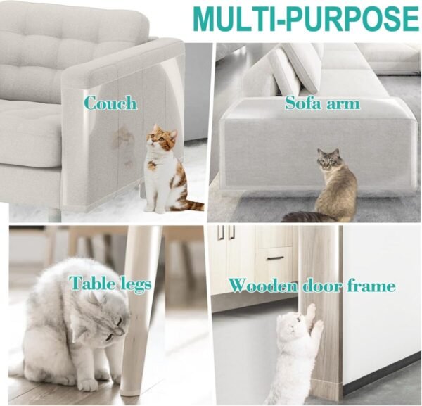 [Thicken Vinyl] Anti Cat Scratch Furniture Protector, Single-Sided Sticky Couch Protector for Cats, Flexible Couch Corner Guard Under Cats Claw, Cat Scratch Deterrent Tape-(160" x 12.4") - Image 7