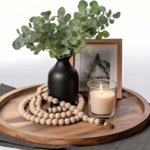 Round Wood Tray Made of Acacia Wood,Decorative Tray for Kitchen Dining Room Table，Wood Tray for Home Decor,Coffee Table Tray for Coffee Table and Home Decor