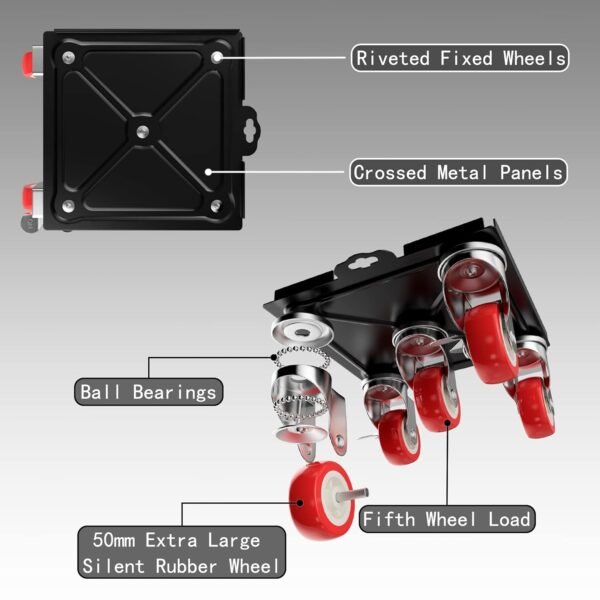 【Upgrade Large】 Furniture Dolly,Furniture Movers with 5 Wheels,Carbon Steel Panel Heavy Duty Dolly,Furniture Lifter with 5 360° Rotatable Rubber Universal Wheels,Maximum Load 3474LBS - Image 3