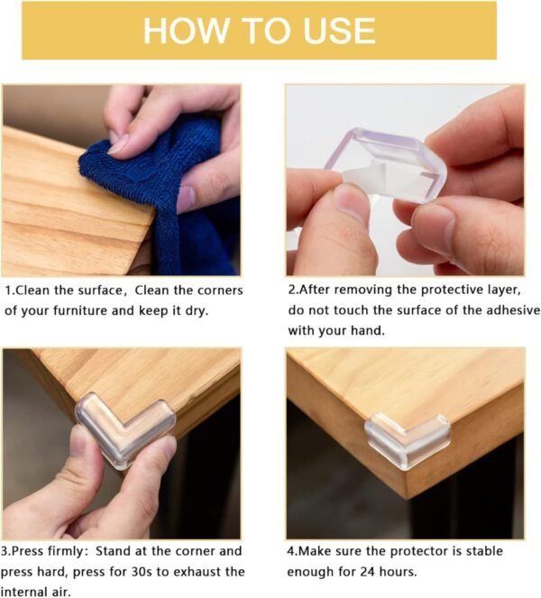 8 Pack Corner Protector for Baby, Clear Furniture Corner Guard & Edge Safety Bumpers for Table Edges & Sharp Corners - Baby Proofing (L Shape) - Image 2