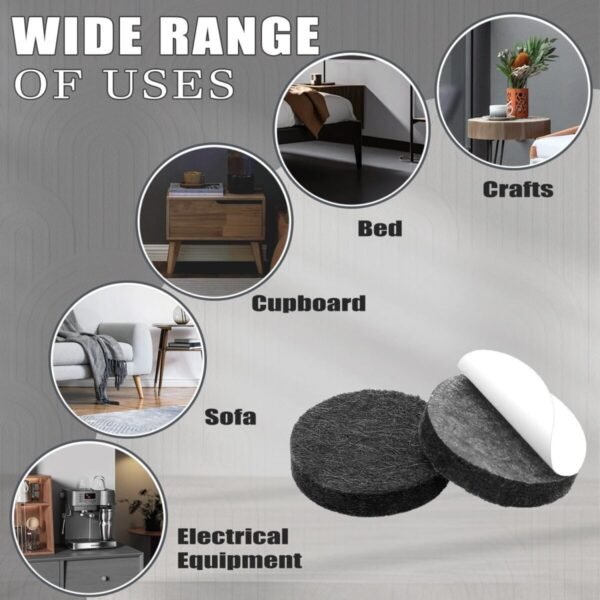 Yelanon Felt Furniture Pads -182 Pcs Premium Felt Pads for Chair Legs Furniture, Floor Protectors for Hardwood Floors, Black - Image 4