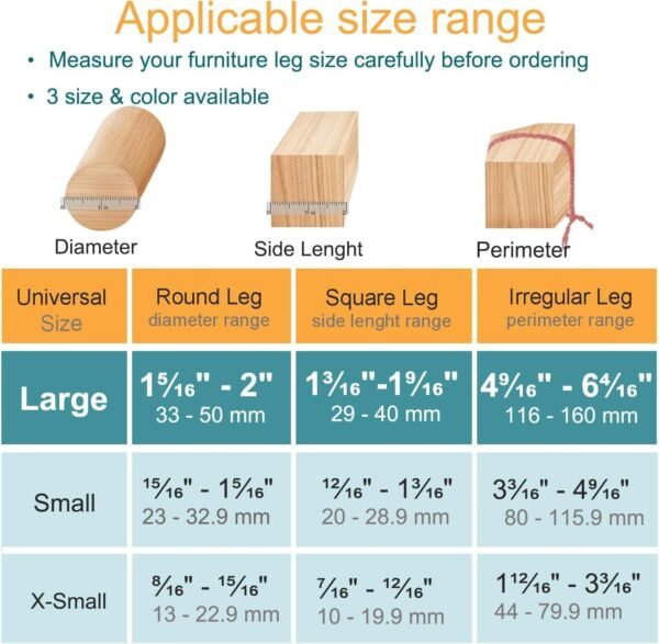 32 Pcs Chair Leg Protectors for Hardwood Floors, Silicone Felt Furniture Leg Cover Pad for Protecting Floors from Scratches and Noise, Smooth Moving for Chair Feet(Large fit : 1.3'' - 2'') - Image 2