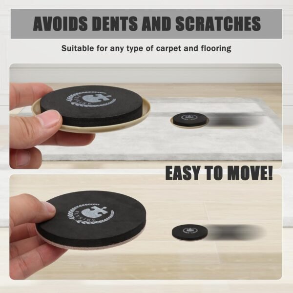 Round Furniture Moving Kit (16 Piece) for Carpeted and Hard Floor Surfaces Felt Pads Suitable for All The Furniture Sliders - Image 3