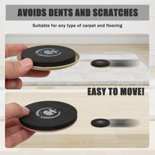 Round Furniture Moving Kit (16 Piece) for Carpeted and Hard Floor Surfaces Felt Pads Suitable for All The Furniture Sliders - Image 3