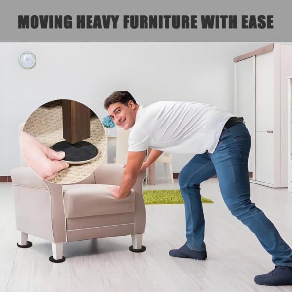 Round Furniture Moving Kit (16 Piece) for Carpeted and Hard Floor Surfaces Felt Pads Suitable for All The Furniture Sliders - Image 6
