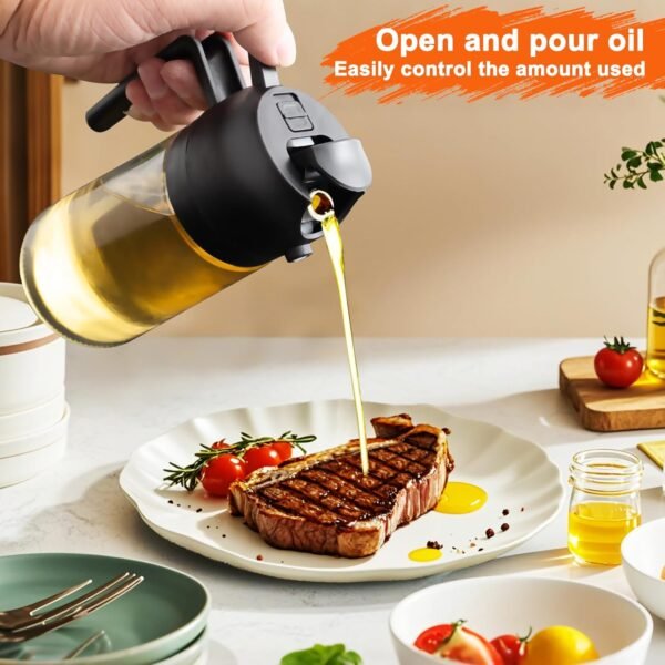 2 in 1 Glass Oil Sprayer & Dispenser, 16oz/470ml Olive Cooking, Air Fryer, and Salad, for Kitchen Gadgets and Air Fryer Accessories, w/Stickers - Image 5