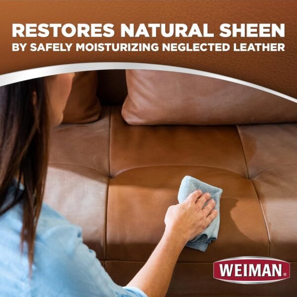 Weiman Leather Cleaner and Conditioner for Furniture - Cleans Conditions and Restores Leather Surfaces - UV Protectants Help Prevent Cracking or Fading of Leather Car Seats, Shoes, Purses - Image 5