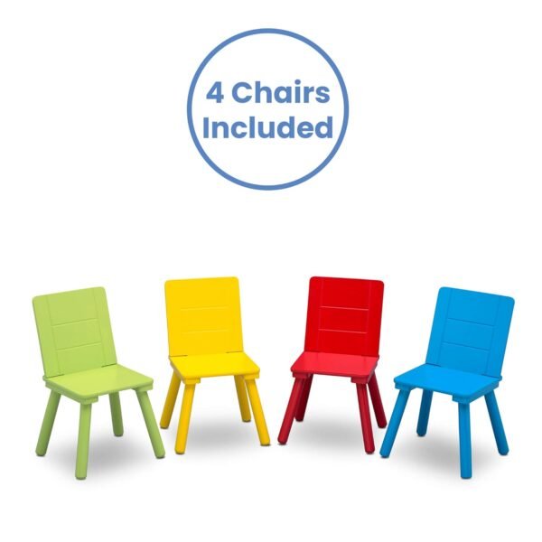 Delta Children Kids Table and Chair Set (4 Chairs Included), Natural/Primary - Image 5