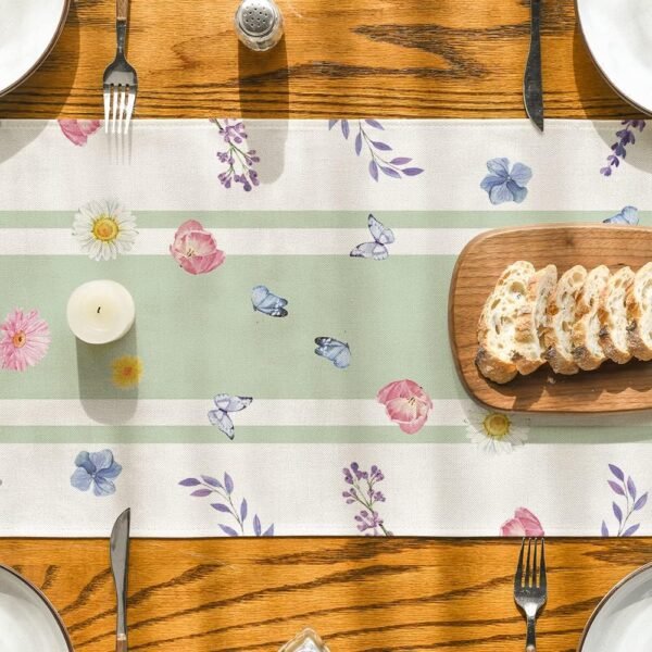 Artoid Mode Vase Bloom Tulip Lavender Summer Table Runner, Seasonal Spring Kitchen Dining Table Decoration for Home Party Decor 13x72 Inch - Image 3