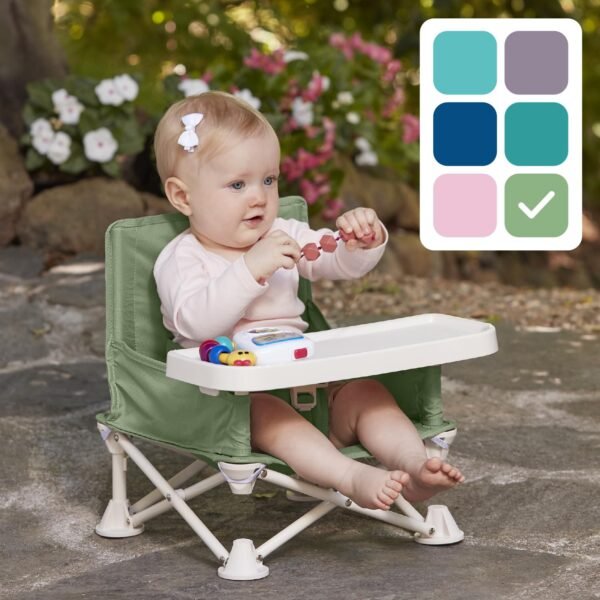 hiccapop OmniBoost Travel Booster Seat with Tray for Baby | Folding Portable Baby Booster Seat for Dining Table, Camping, Beach, Grandma’s | Tip-Free Design Straps to Kitchen Chairs - Booster Chair - Image 8