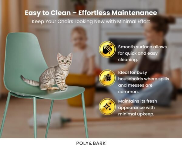 POLY & BARK Isla Modern Kitchen Chairs Set of 4 - Plastic Dining Chair with Metal Legs - Quick Assembly Simple Cafe Chairs Plastic for Indoor or Outdoor - Pistachio Green - Image 9