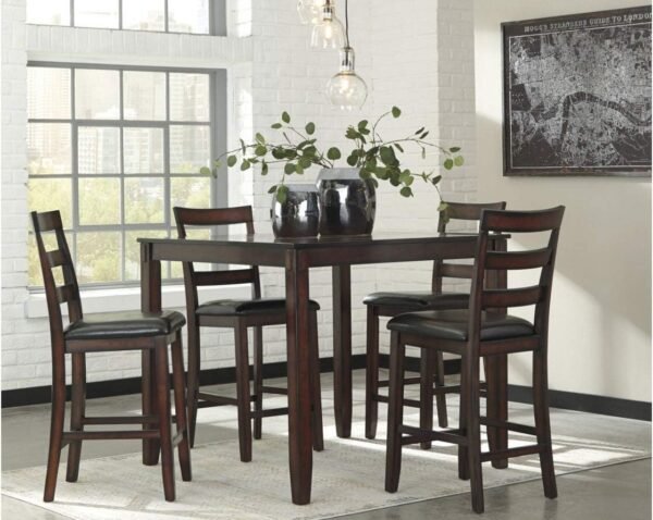 Signature Design by Ashley Coviar 5 Piece Counter Height Dining Set, Includes Table & 4 Barstools, Brown - Image 2